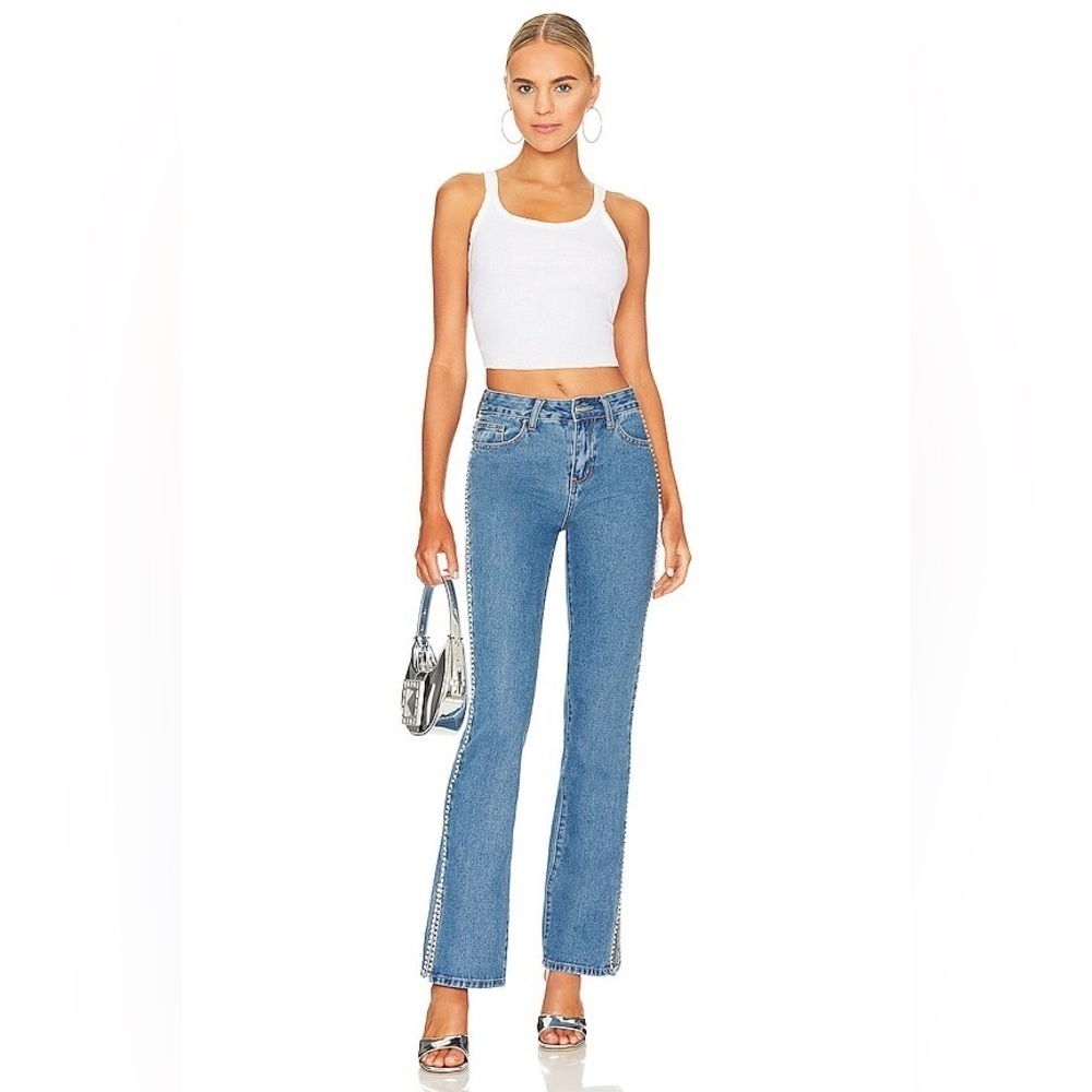 Superdown Valentina rhinestone Flare leg jean